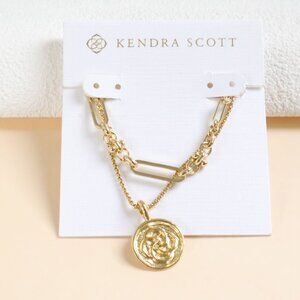 Kendra Scott Medallion Coin Collection. Gold Necklace